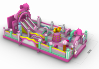 Parc de jeux gonflable sur le thème de l'éléphant rose, château gonflable géant, parcours d'obstacles, parc d'attractions pour enfants, château gonflable