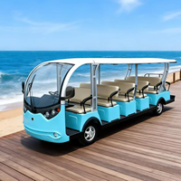 Voiture électrique de tourisme GL-S17 17 places, système AC 72V 7.5KW, batterie lithium-acide, 30 km/h, autonomie 80-100 km, plage, hôtel