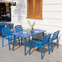 En stock, Chaise de salle à manger d'extérieur en aluminium durable pour café, jardin, restaurant, bord de mer, camping et terrasse