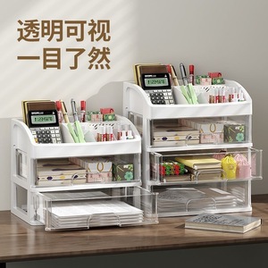 Office Organizer <b>Storage</b> <b>Drawers</b> Transparent Desk Organizer Multifunctional <b>Plastic</b> PP Standing Type Rectangle Cute Style - Product Image 2