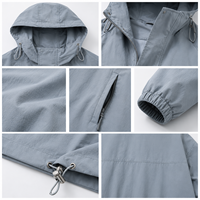 Veste coupe-vent à capuche pour homme avec fermeture éclair, personnalisée OEM, en tissu enduit, pour l'extérieur, décontractée, style pull, fabricant