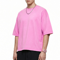 T-shirt ample à manches courtes pour homme, coupe boxy, style chauve-souris, délavé et vieilli, vintage, streetwear jeune, en pur coton, idéal pour l'été