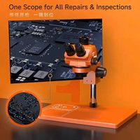 Microscopio Estéreo Trinocular con Zoom Continuo RF4 I17 7X-50X para Reparación de Microsoldadura de Placas Base de Teléfonos Móviles y Circuitos Integrados