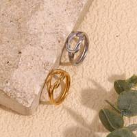 Bague minimaliste pour couple torsadé Bijoux de luxe en acier inoxydable or 18 carats Bague à double cravate pour femme