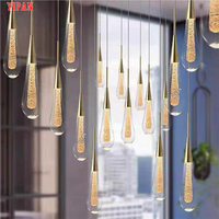 Lustre en verre personnalisé en forme de goutte d'eau pour villa, salon, plafond haut