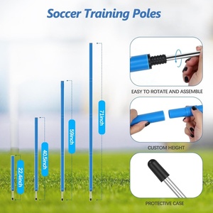 Équipement de football professionnel pour enfants et jeunes, réglable, comprenant 6 poteaux d'agilité flexibles, kit de poteaux d'entraînement de football - Product Image 4