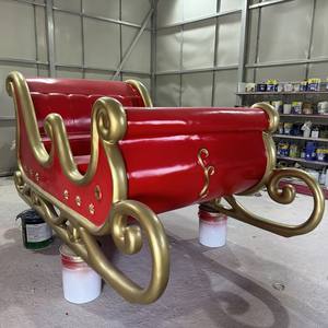 Usine populaire fait à la main vie grande décoration de noël traîneau <span class=keywords><strong>du</strong></span> père noël avec sculpture de renne produits en fibre de verre - Product Image 1