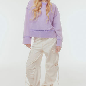 Diseño de logotipo personalizado de moda de las mujeres crop top sudadera de longitud corta de manga larga recortada sudadera para las mujeres - Product Image 3