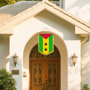 Drapeau en brocart à franges personnalisé de 11,81 x 7,87 pouces pour Sao Tomé-et-Principe, drapeaux décoratifs de bureau aux couleurs vives - Product Image 3