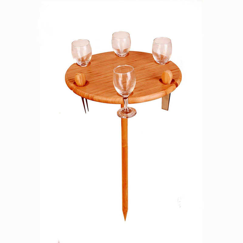 Портативный стол для пикника с посудой-100% бамбуковый открытый винный стол