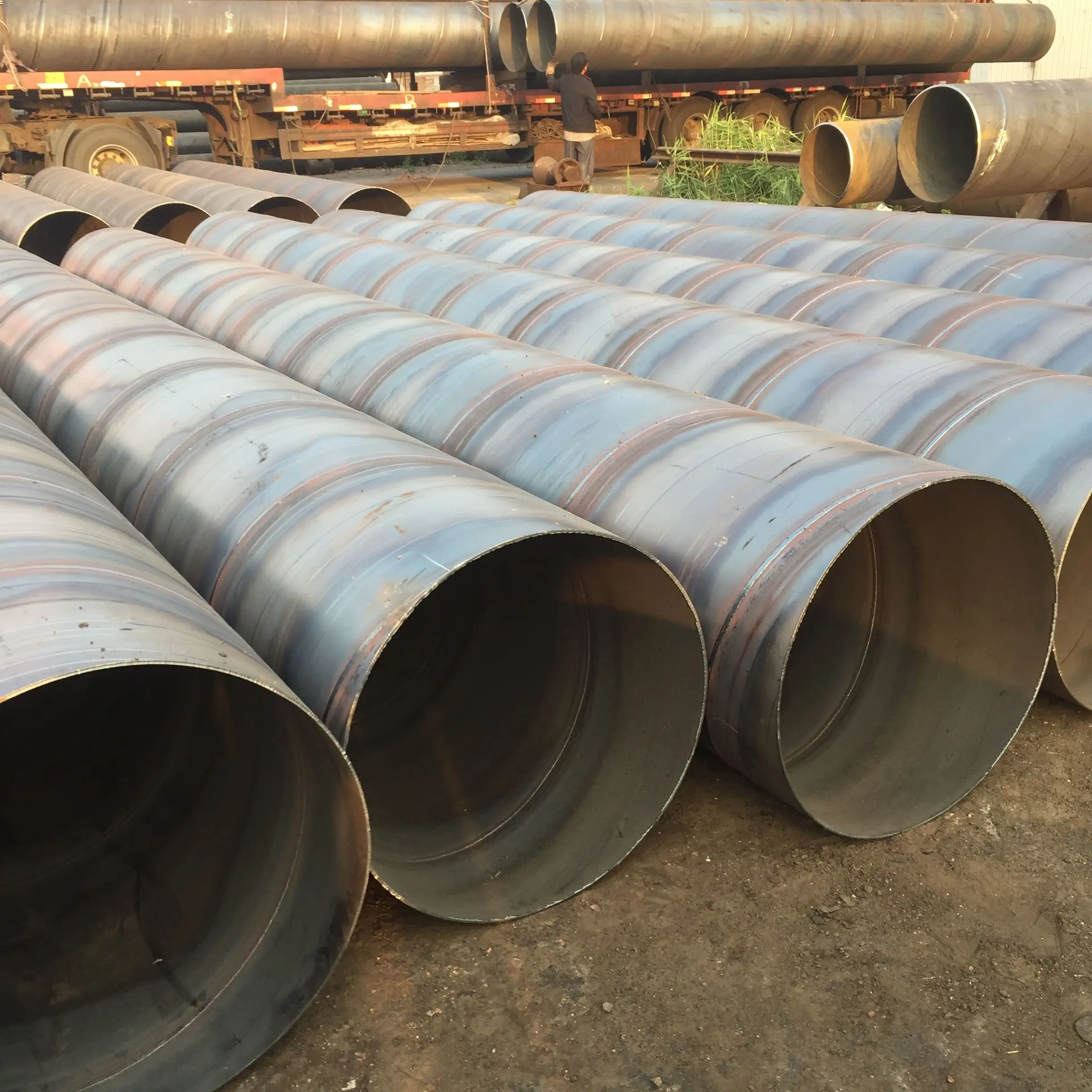 High Quality Large Diameter Ssaw Round Welded Spiral Steel Tube Pipe Q235 Q345B Sawl Api 5L Metal Spiral Corrugated Pipe Manufac