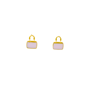 Pendientes de Moda con Esmalte Rosa, Diseño en Acero Inoxidable 316L con Baño de Oro PVD, Resistentes y Sostenibles - Product Image 1