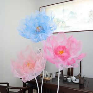 Grandi simulate di peonie fiori di nozze artificiali composizioni floreali di garza per la guida stradale vetrine di san valentino - Product Image 2