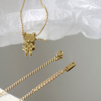 Collier mignon en forme d'ours 3D en acier inoxydable plaqué or 18 carats, chaîne de pull avec pendentif ours pour femmes