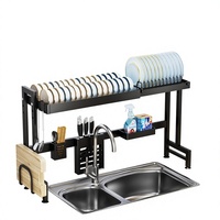 Égouttoir à vaisselle en métal grande capacité pour évier de cuisine, support de rangement multifonctionnel pour comptoir