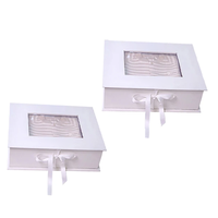 Boîte d'emballage personnalisée mini étanche en plastique avec fenêtre transparente, motif gaufré, éponge, nœud rose, petite et mignonne, pliable, pour cadeau