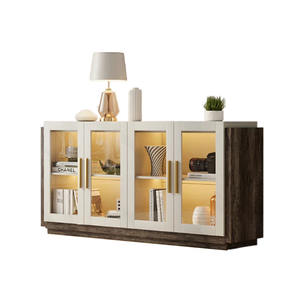 <span class=keywords><strong>Buffet</strong></span> en bois blanc de style luxe léger 2024, grande capacité de rangement, 4 portes en verre - Product Image 2