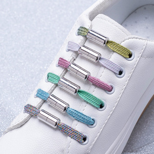 Olian Elastische Schoenveters Zonder Stropdas Schoenveters Plat Regenboog Goud Glitter Elastiekjes Capsule Schoenveter Voor Sneakers - Product Image 2