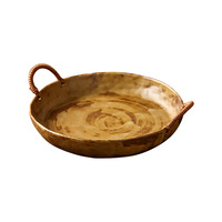 Ensemble de bols en céramique rétro faits à la main Yilongxuan avec poignées en corde, assiettes profondes rustiques pour la vaisselle de la maison