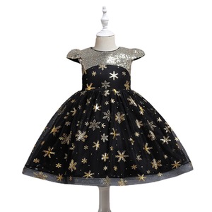 Girls Halloween Costume Witch Dress <b>Sequined</b> Black Gold Stars Party Dress For Children Size 902 - Product Image 5