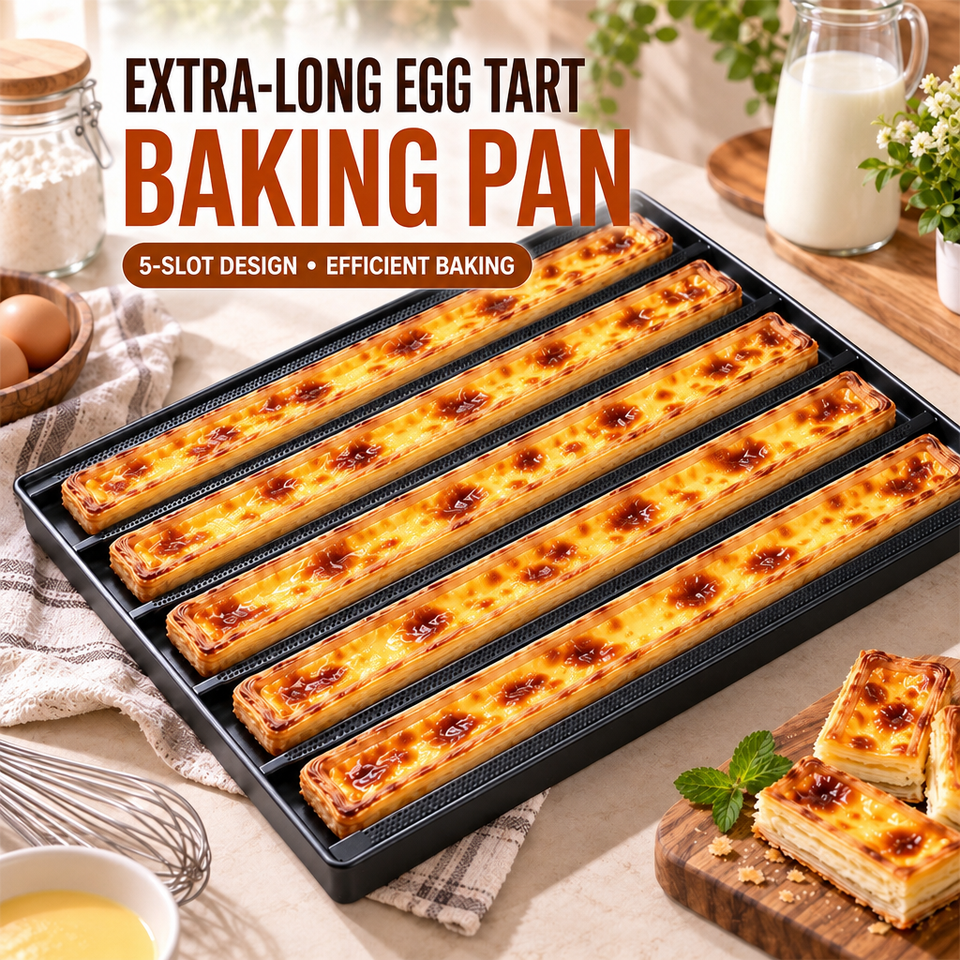 Commercial Non-Stick Aluminum Alloy 5 Cavity Extra Long Rectangular Egg ...