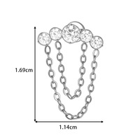 Bijou de piercing en alliage de titane G23 F136 avec chaîne, fermoir mousqueton, vis à filetage interne, tige plate, stud pour lèvre et cartilage d'oreille