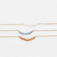 Collier EMANCO Chic Minimaliste en Cristal Orange, Acier Inoxydable PVD Or/Argent, Tendance Femme, Quotidien et Soirée