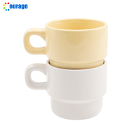 Mug à café en céramique blanc beige empilable de 250 ml, personnalisable par sublimation