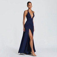 Robes Chic Femme 2026 – Nouvelles Robes d'Été Décontractées à Col Halter, Robes de Soirée Dos Nu à Fente Haute, Longues Robes de Fête d'Anniversaire pour Femme