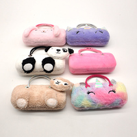 Boîte à lunettes pour enfants en peluche mignonne, animal de dessin animé, boîte de rangement portable en peluche pour lunettes d'enfants