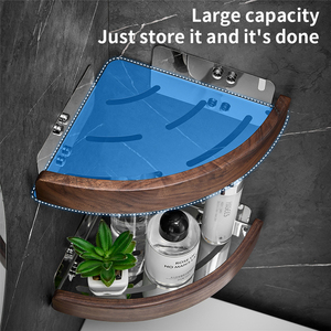 Étagère de rangement adhésive <span class=keywords><strong>extensible</strong></span> à 2 niveaux pour salle de bain, en acier inoxydable, à fixer au mur, pour <span class=keywords><strong>douche</strong></span>, coin - Product Image 3