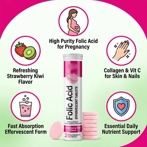 Ausreson OEM Comprimés d'acide folique biologique, supplément prénatal DHA pour femmes enceintes, comprimés effervescents d'acide folique pour la grossesse - Product Image 2