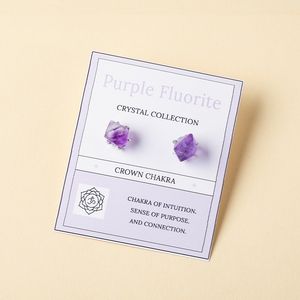 Pendientes de Plata con Cristales Crudos de Celestina Azul, Fluorita, Amatista, Rubí y Corindón, con Engaste de Garra, para Mujeres y Niñas - Product Image 3