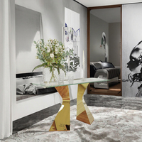 Xuanzhen Mobilier de salon Or Entrée Couloir Console Table Moderne De Luxe En Acier Inoxydable Hôtel