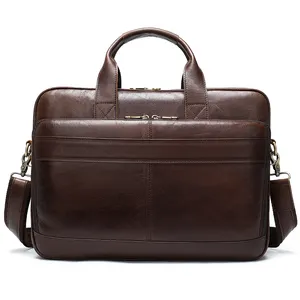 Cổ Điển Luật Sư Da Chính Hãng Satchel Máy Tính Xách Tay Messenger Máy Tính Vai Túi Túi Xách Cặp Cho Mens