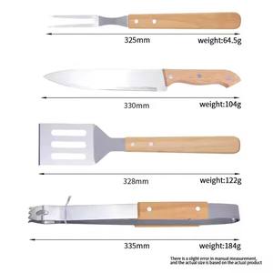 Kit <span class=keywords><strong>de</strong></span> Accesorios Portátiles para Parrilla <span class=keywords><strong>de</strong></span> Barbacoa, Juego <span class=keywords><strong>de</strong></span> Herramientas <span class=keywords><strong>de</strong></span> Acero Inoxidable para BBQ con Tenedor, Cuchillo, Espátula <span class=keywords><strong>de</strong></span> Cocina y <span class=keywords><strong>Pinzas</strong></span> con Mango <span class=keywords><strong>de</strong></span> <span class=keywords><strong>Madera</strong></span> - Product Image 3