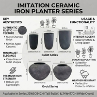 Vase de sol en fer imitation céramique minimaliste Wabi-Sabi pour la décoration de la maison, pot de fleurs texturé en pierre volcanique pour jardin extérieur