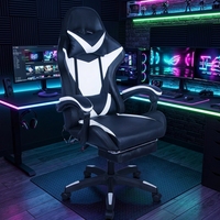 Chaise ergonomique en cuir confortable à dossier haut pour PC Gamer Style exécutif de course pivotant à hauteur réglable pour les utilisateurs d'ordinateurs