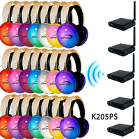 Casque de disco silencieux 5 canaux 5-en-plusieurs, écouteurs de fête sans fil RF 505M Qualcomm HiFi Stéréo RF avec LED pour DJ, événements en club, yoga