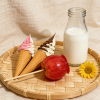 Modèle de nourriture artificielle en plastique fait à la main de 17 cm, ensemble de présentation de crème glacée et de fruits - Art et objets de collection écologiques, décoration de mariage/de vacances
