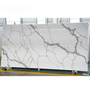Pierre de verre artificielle Pierre de quartz artificielle Calacatta blanc veiné gris Dalle de pierre Plan de travail de cuisine - Product Image 6