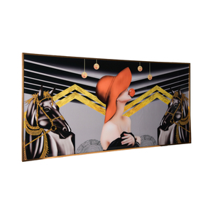 Vente en gros de peinture moderne de <span class=keywords><strong>cheval</strong></span> de grande taille encadrée Tenture murale décorative Tirages sur verre acrylique pour hôtel - Product Image 1