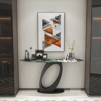 Console moderne d'entrée en argent, table TV en travertin et bois, meuble de salon, console d'entrée italienne