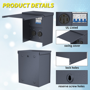 Receptáculo de RV para exteriores resistente a la intemperie con interruptor de 20 30 y 50 amperios, caja de Panel de toma de corriente de RV temporal no medida precableada para gris - Product Image 2