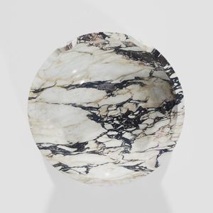 SH石材新定制标志图案白色大理石装饰高架宠物狗猫碗可持续抛光猫喂养 - Product Image 2