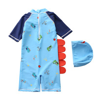 Bañadores Enterizos al por Mayor para Niños con Lindo Estampado de Dinosaurio de Dibujos Animados Ropa de Playa para Niños Traje de Baño para Niños con Gorro de Natación