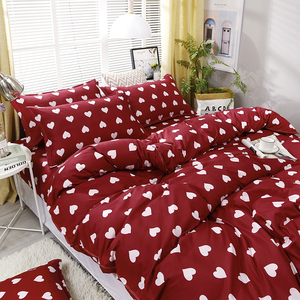 Nantong fabrication vente en gros, couleur rouge, cœurs imprimés, literie douce, ensemble de housse de <span class=keywords><strong>couette</strong></span> pour mariage - Product Image 2