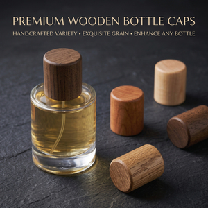 Tapa de perfume cilíndrica de madera WeWood de Vietnam con logotipo personalizado FEA15, tapa de botella de madera con vetas de nogal, cierre en forma de pilar - Product Image 1