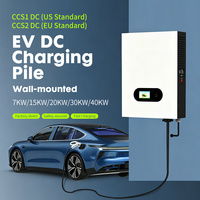 Chargeur mural DC compact 7 kW pour véhicule électrique, normes US et EU, CCS1 CCS2, borne de recharge rapide, station EVSE intelligente avec carte RFID