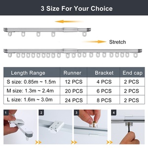 <span class=keywords><strong>Rail</strong></span> de rideau télescopique extensible en gros, vente chaude, <span class=keywords><strong>rail</strong></span> coulissant réglable pour stores et <span class=keywords><strong>rideaux</strong></span> - Product Image 5